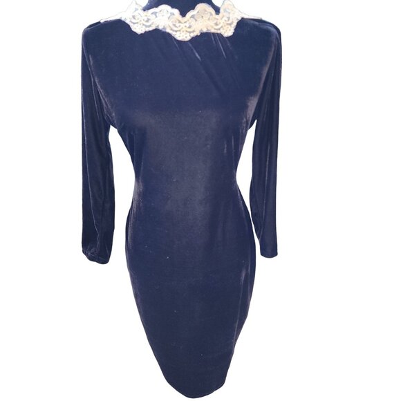 Wow Luxurious Embroidery Velvet Lace Gold Chain Party Prom Runway Designer Dress - Picture 6 of 16